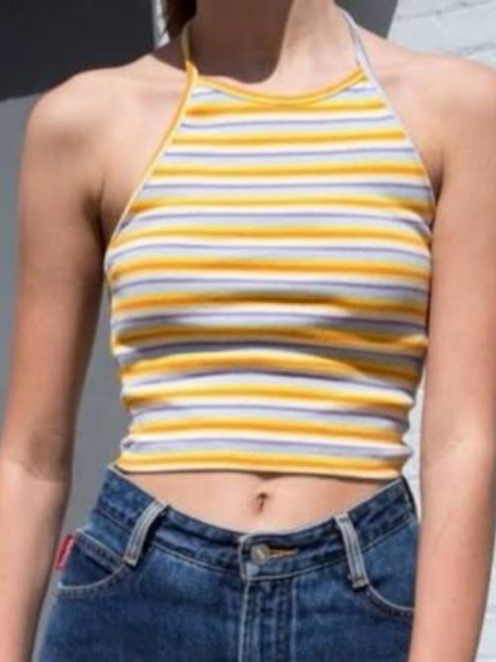 Brandy Mellville Striped Halter Top